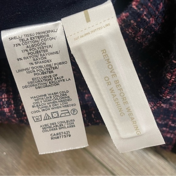 Loft V Neck Short Puffed Sleeve Tweed Career Dress Pink Purple Blue Sz 10 NWT - Picture 8 of 9